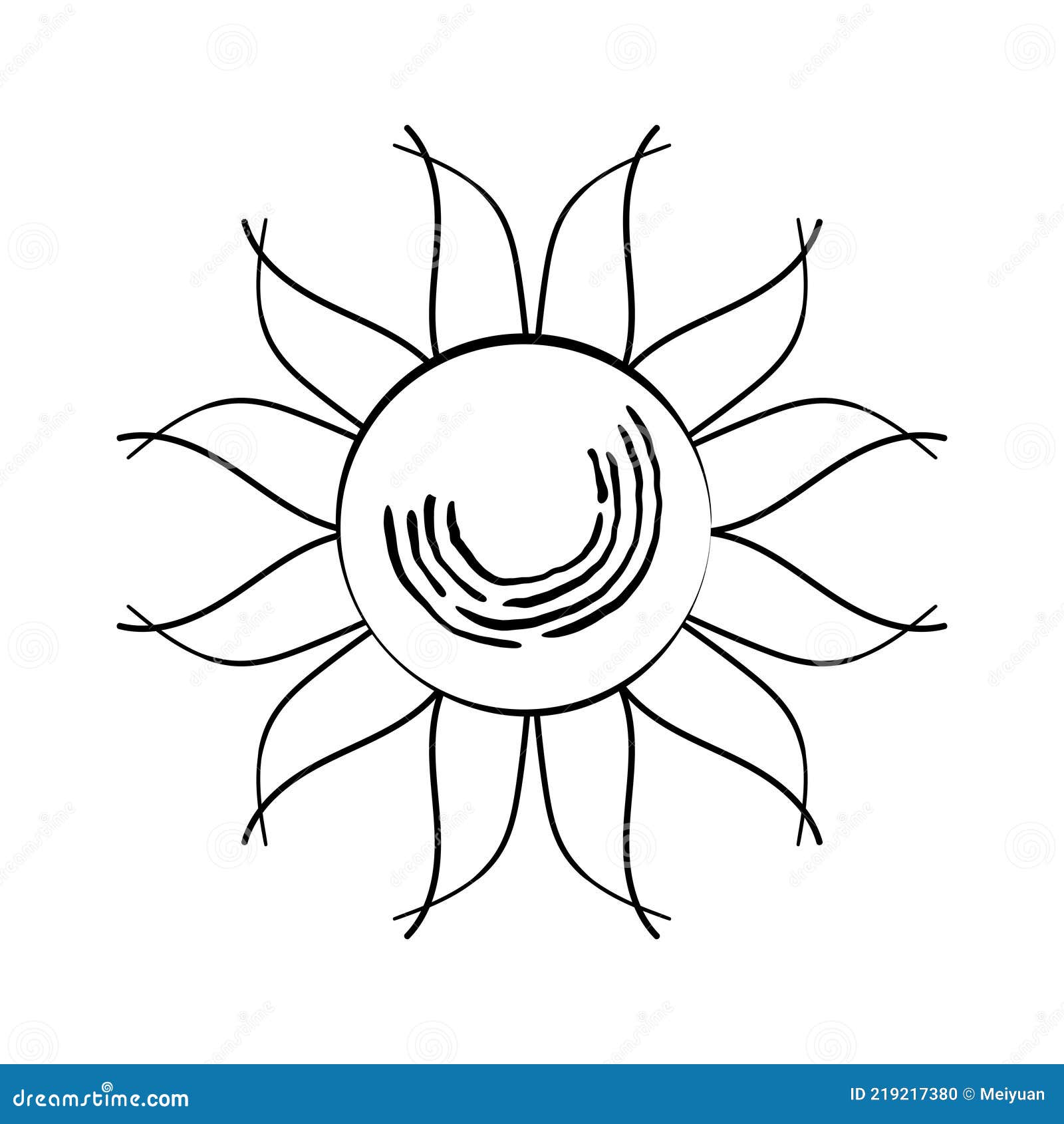 Sun circle a simple image of the sun in a childrens style vector illustration hand drawn art stock vector