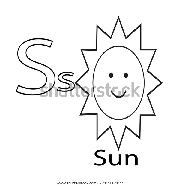 Alphabet s sun coloring page stock vector royalty free