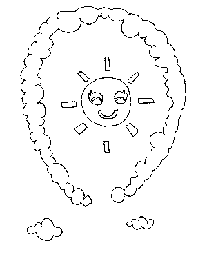 Sun with clouds frame coloring page