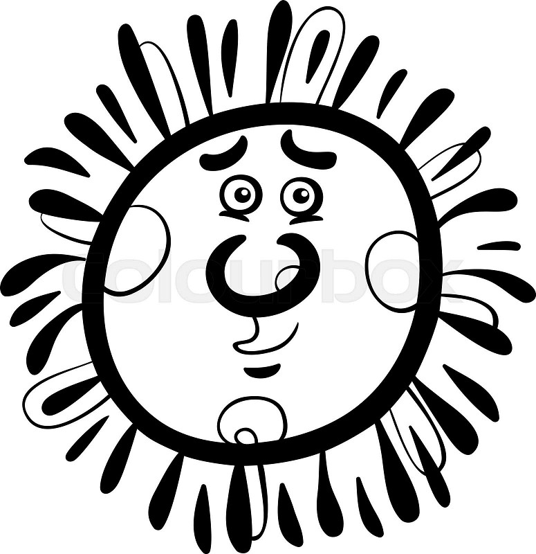 Sun cartoon illustration coloring page stock vector