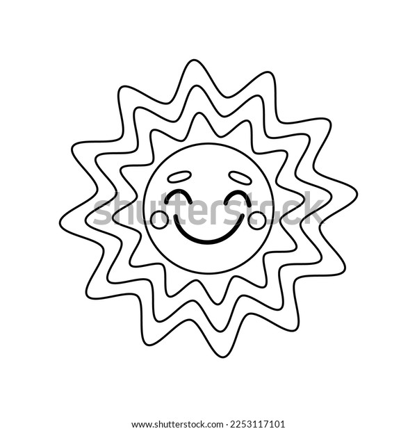 Sun smiling sun coloring page black stock vector royalty free