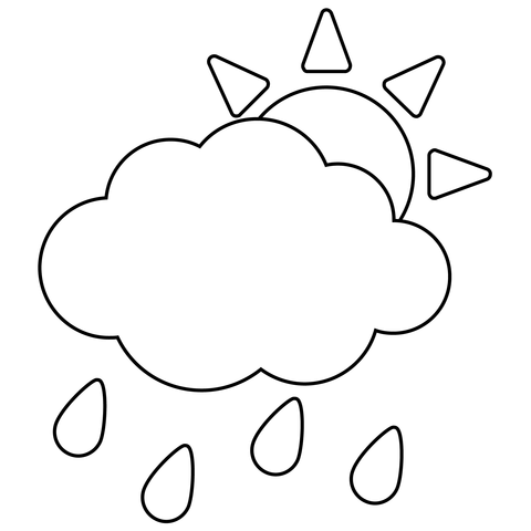 Sun behind rain cloud emoji coloring page free printable coloring pages