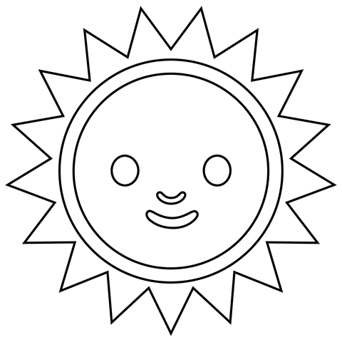 Sun with face emoji coloring page free printable coloring pages