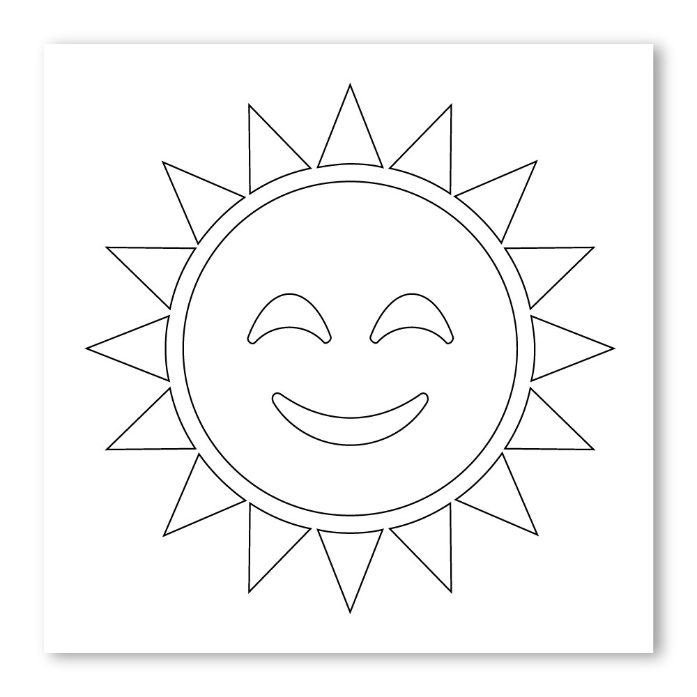 Emoji one coloring wall graphic square sun with face