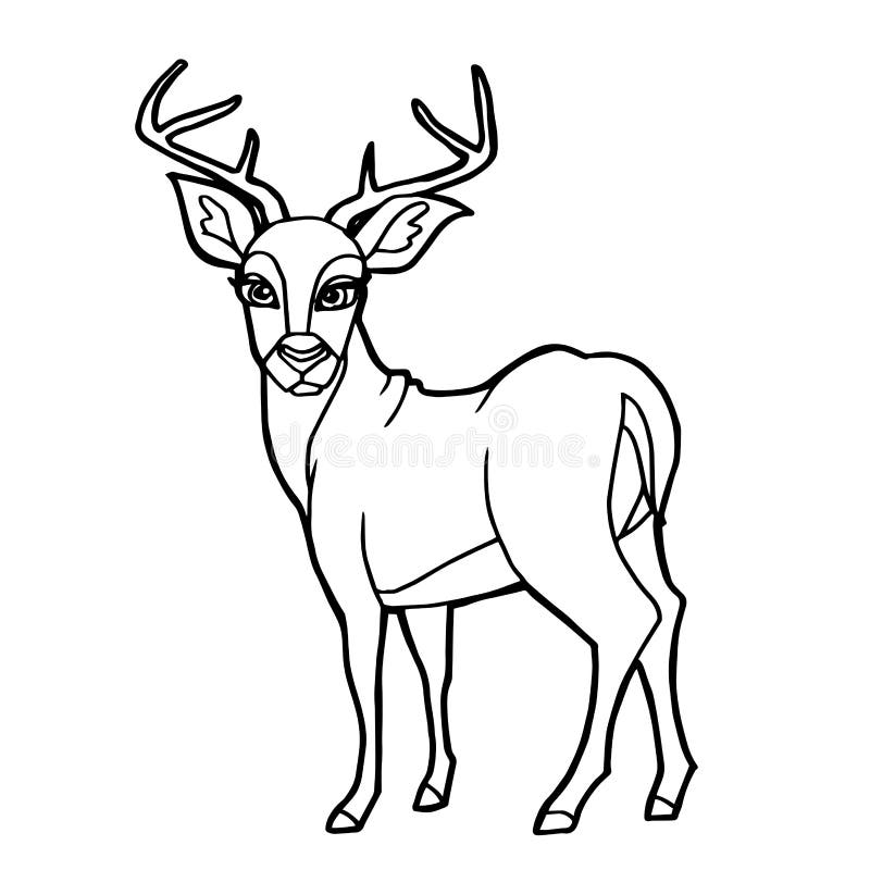 Cartoon cute deer coloring page vector stock vector