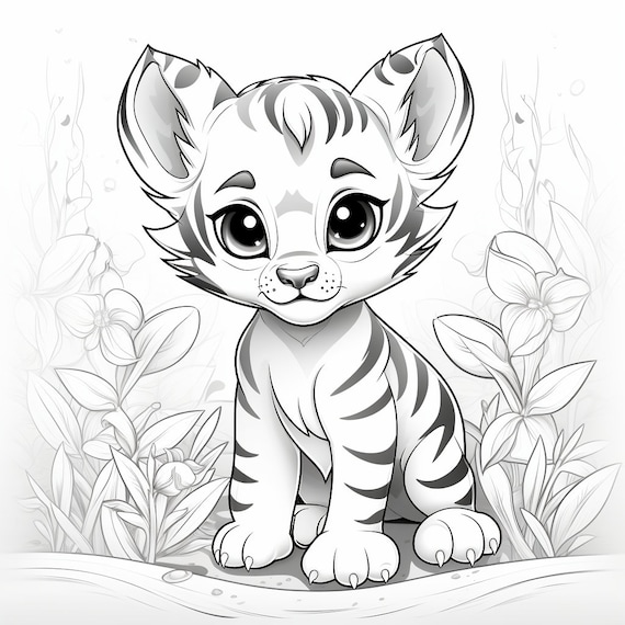 Tiger coloring pages adults and children printable and digital