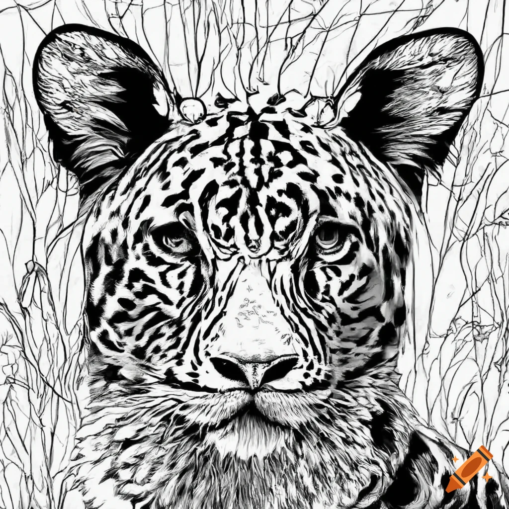 Black and white animal coloring page on