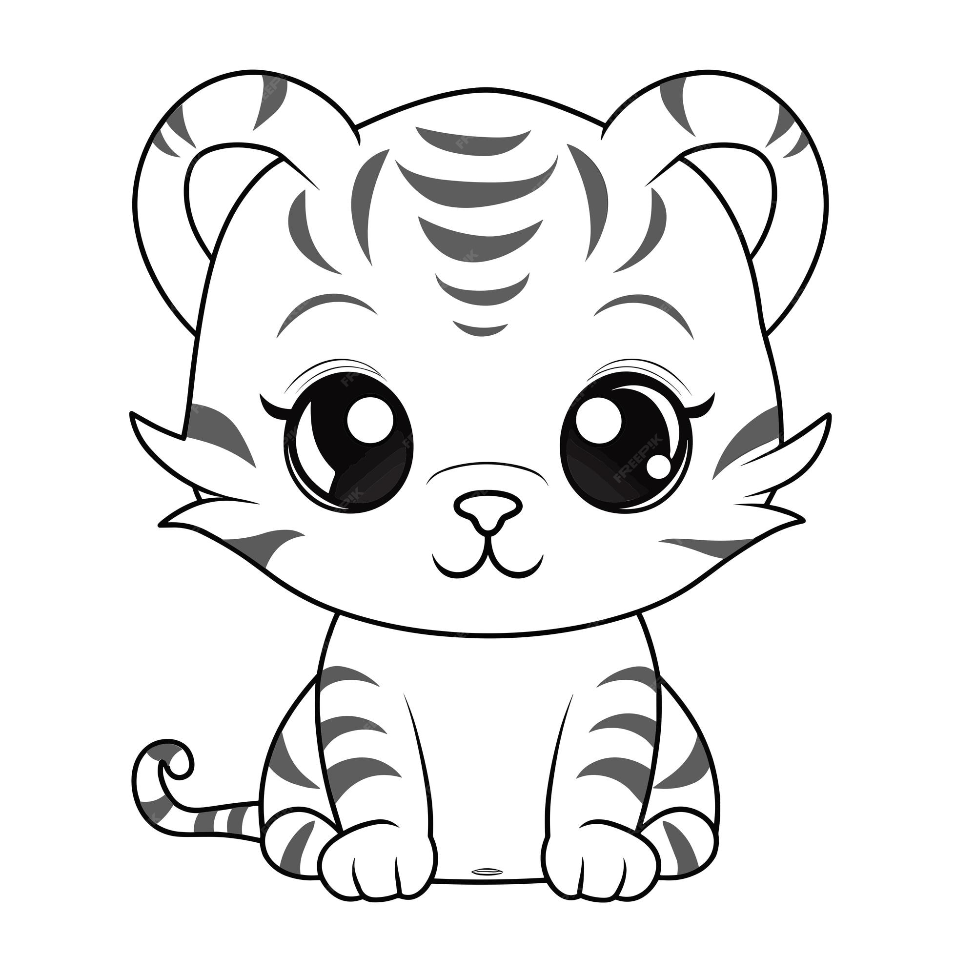 Premium vector a white tiger cub is sitting on a white background