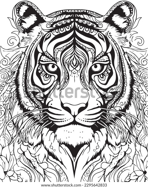 Hand drawn vector coloring page tiger stock vector royalty free