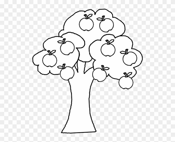 Download and share clipart about black and white cartoon illustration of apple tree