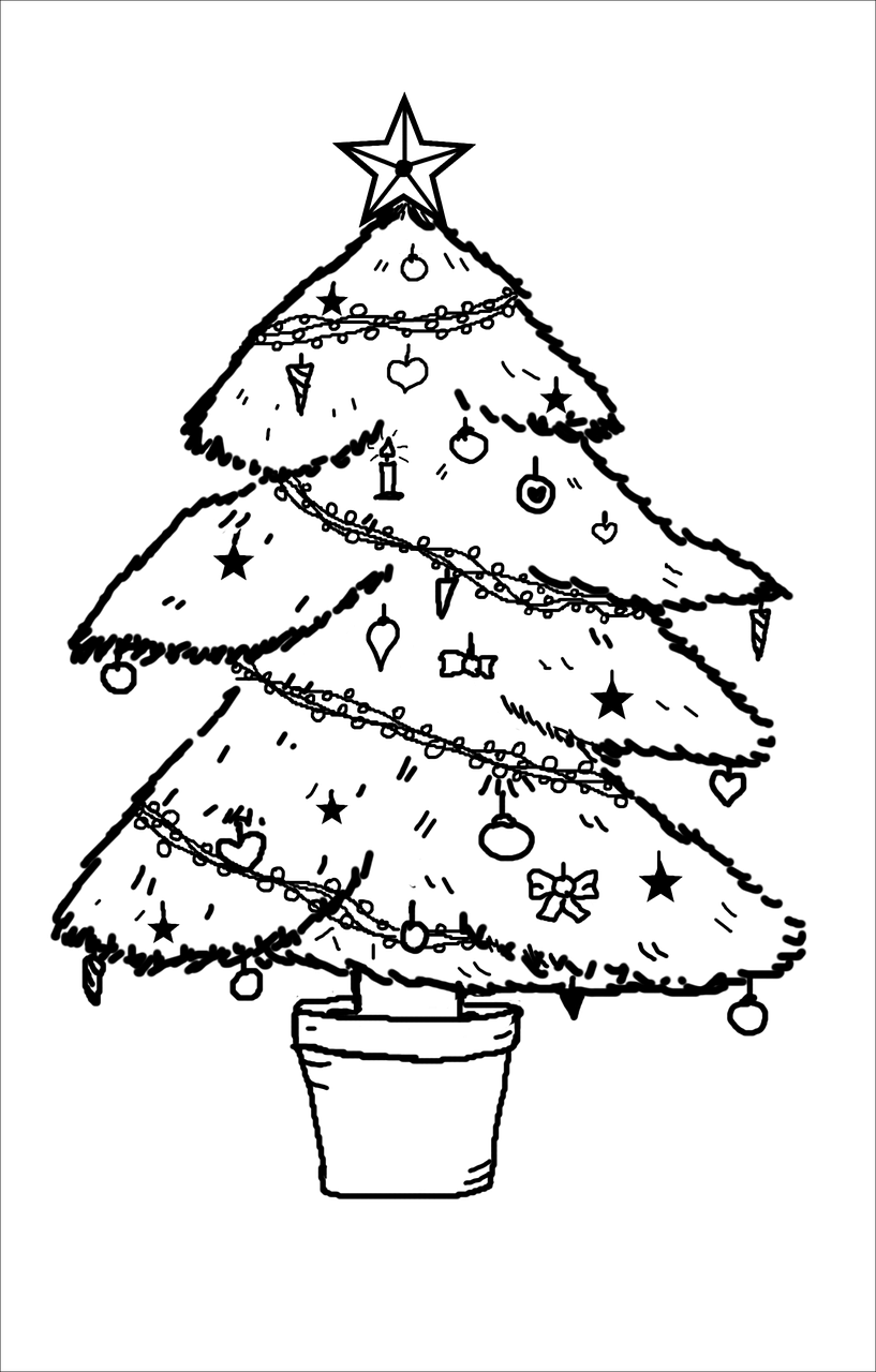 Download christmas tree coloring book black and white royalty