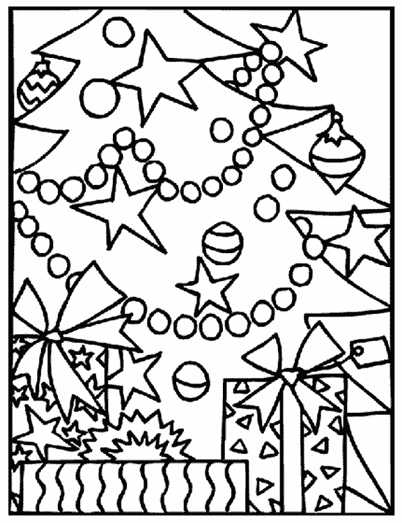 Christmas gifts under the tree coloring page
