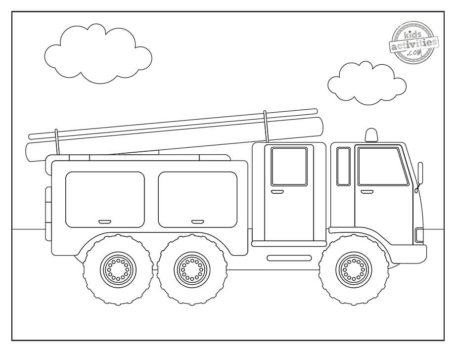 Fire truck emoji coloring page