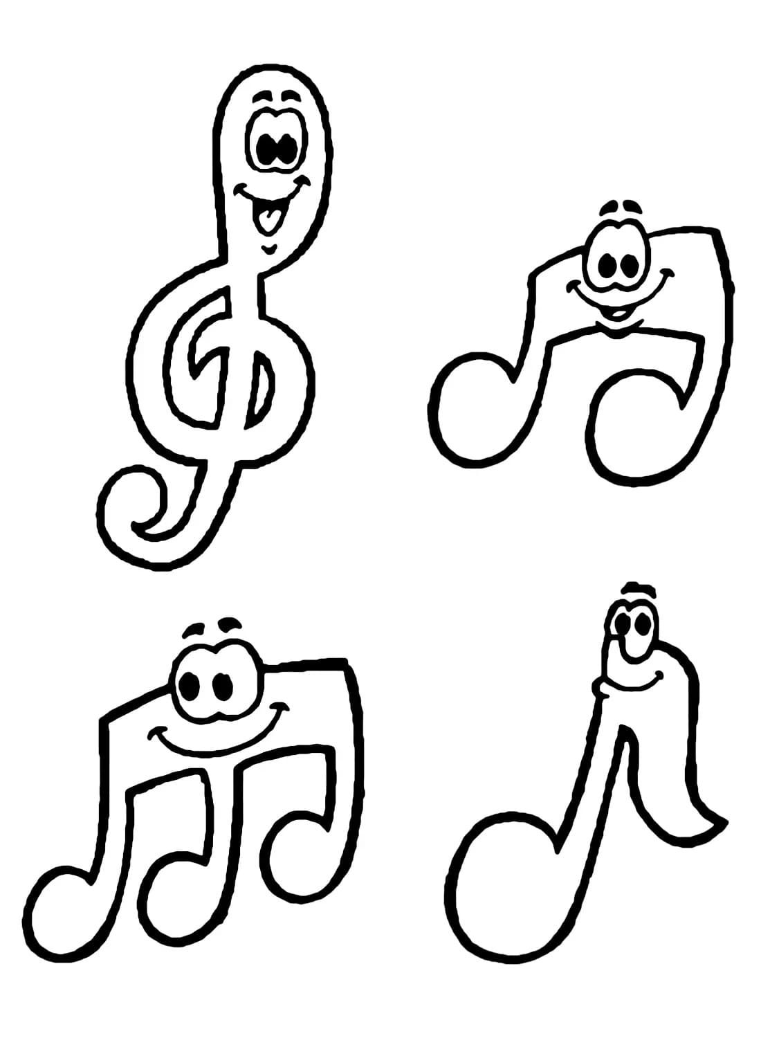 Music notes coloring pages