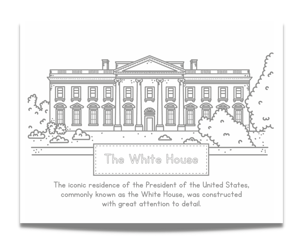 Coloring through history white house coloring page