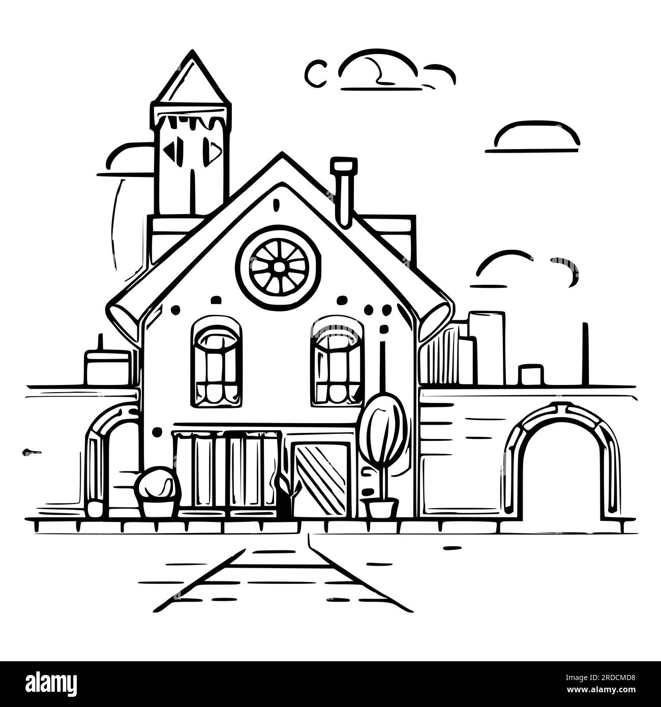 House coloring page useful as coloring book for kids stock vector image art