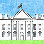 Easy draw the white house tutorial video and coloring page