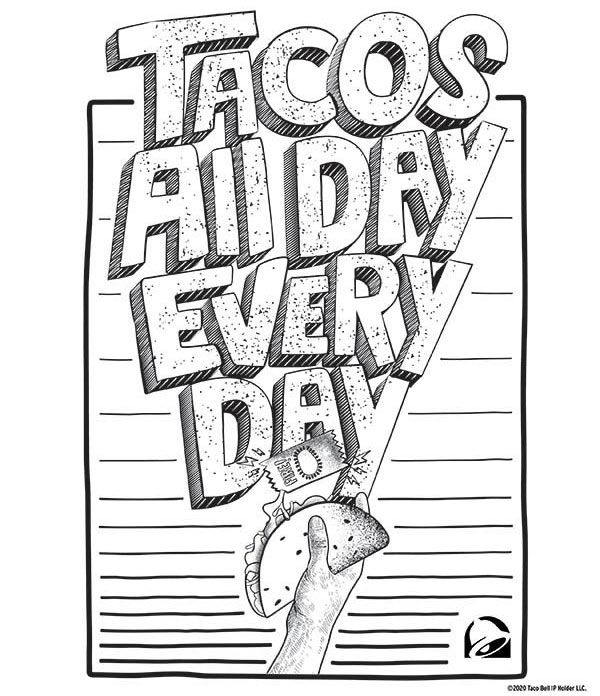 Taco bell coloring pages you didnt know you needed taco bell tacos coloring pages