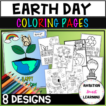 Earth day coloring pages activities by ambition smart learning tpt