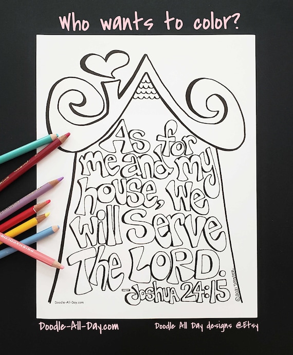 As for me and my house we will serve the lord coloring page joshua coloring sheet christian coloring scripture coloring