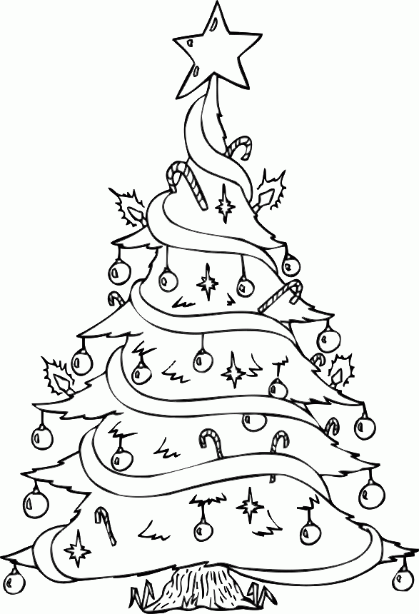 Free printable christmas tree coloring pages for kids