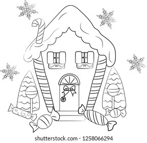 Line art illustration small house christmas stock vector royalty free