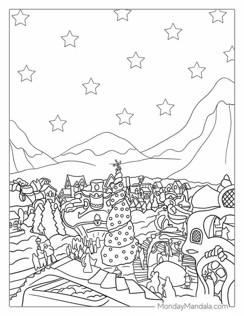 Grinch coloring pages free pdf printables