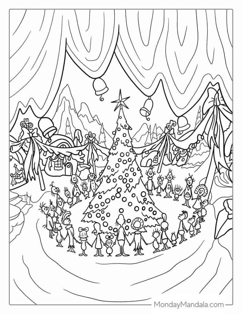 Grinch coloring pages free pdf printables