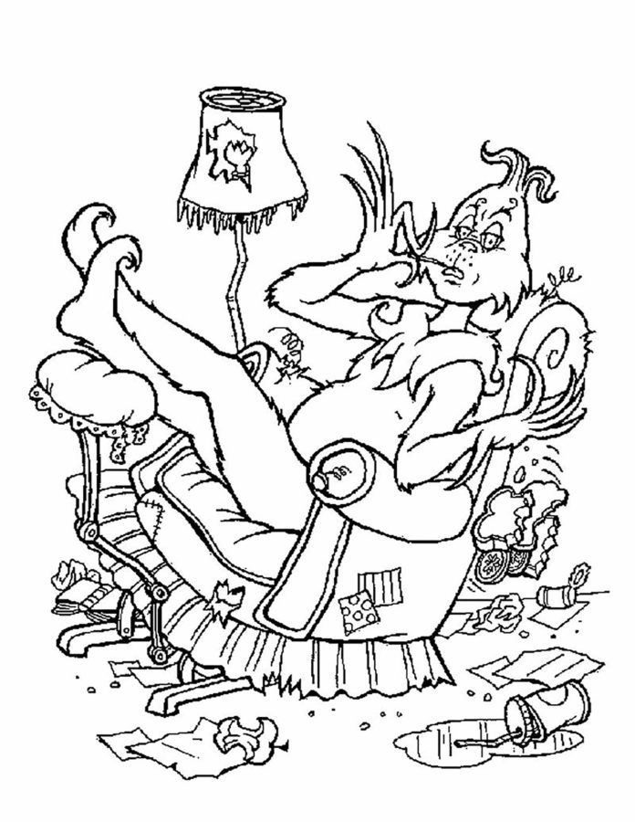 Grinchs cute helper coloring page