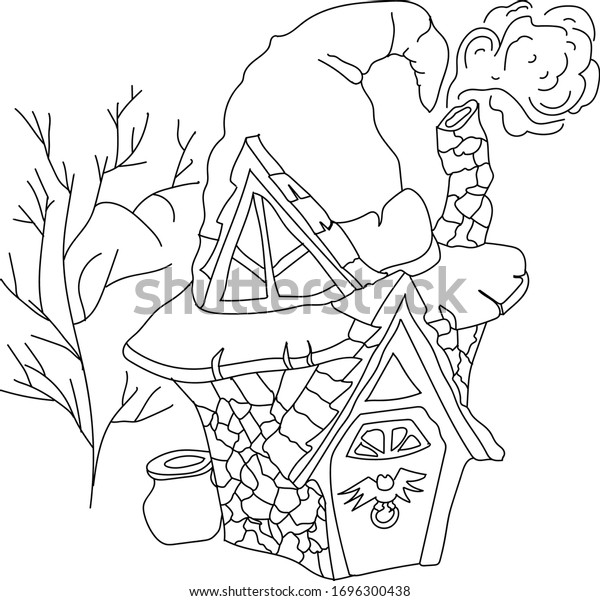 Fairytale house coloring black white house stock vector royalty free