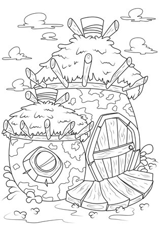 Tree houses coloring pages cliparts stock vector and royalty free tree houses coloring pages illustrations