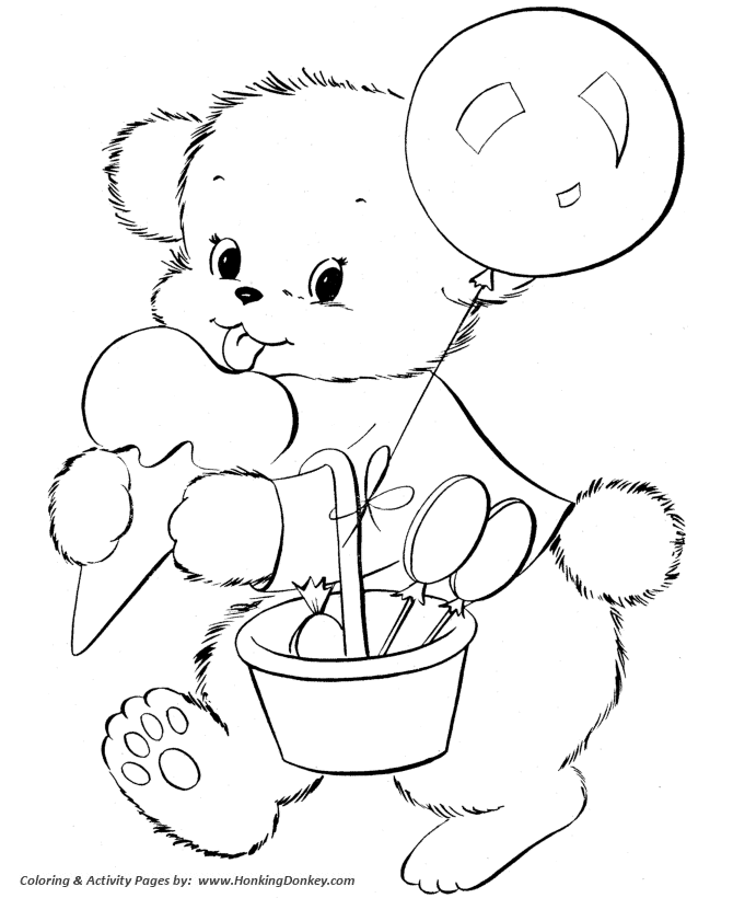 Teddy bear coloring pages cute birthday teddy bear coloring sheet