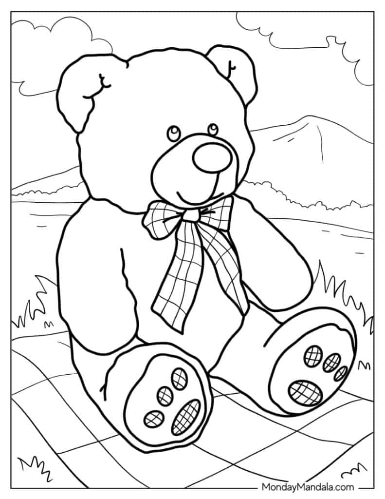 Teddy bear coloring pages free pdf printables