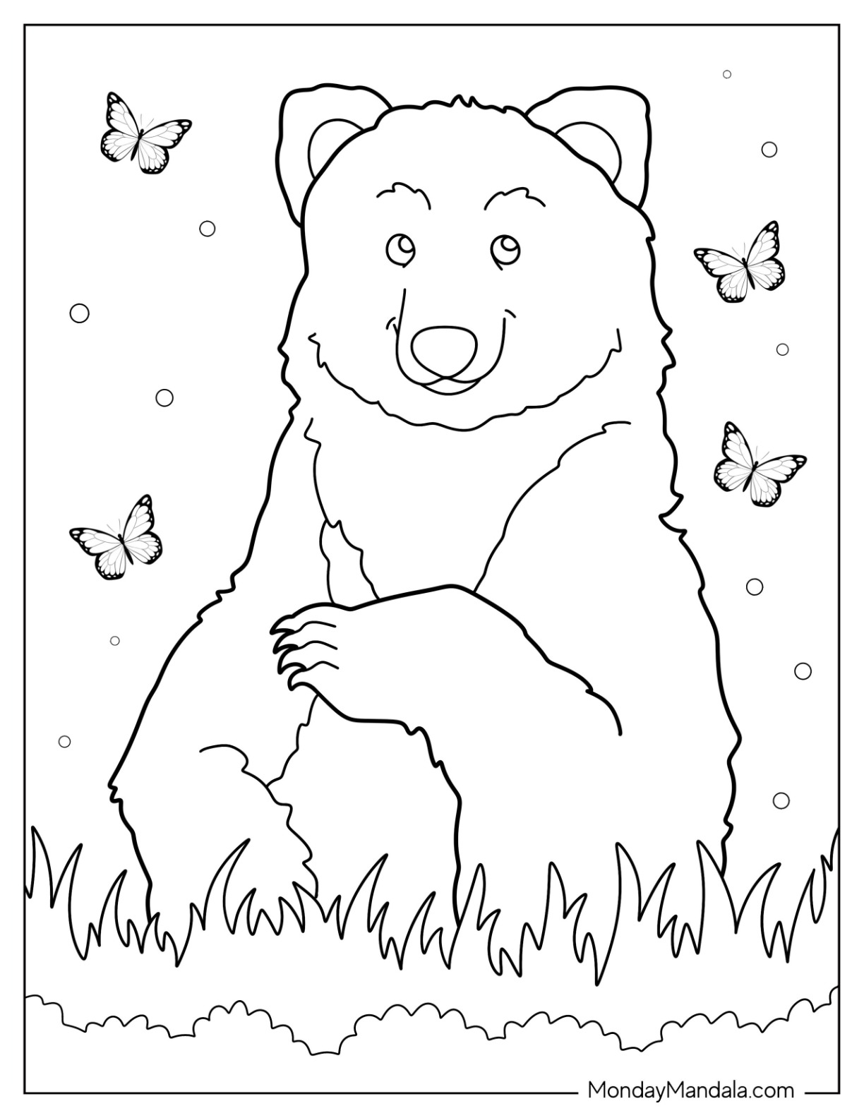 Bear coloring pages free pdf printables