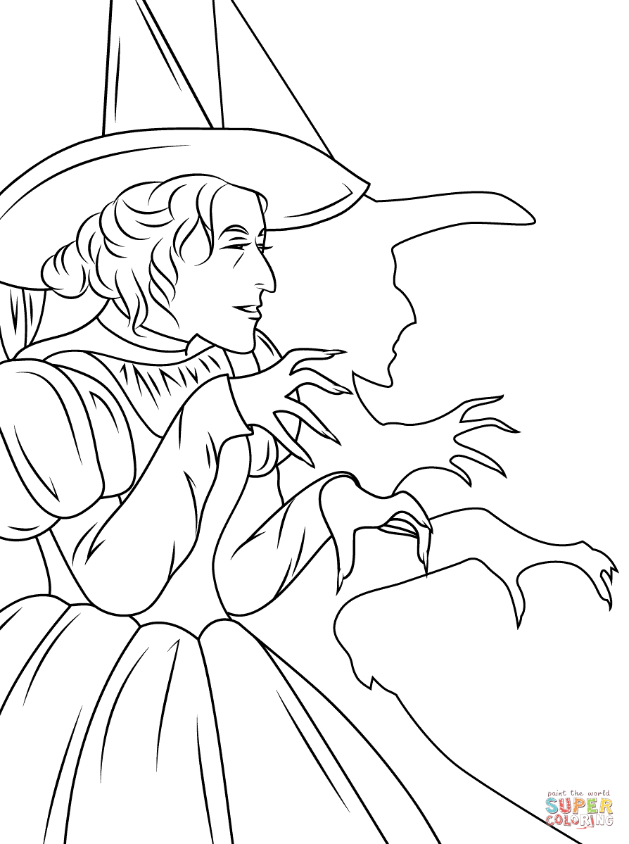 Wizard of oz wicked witch coloring page free printable coloring pages