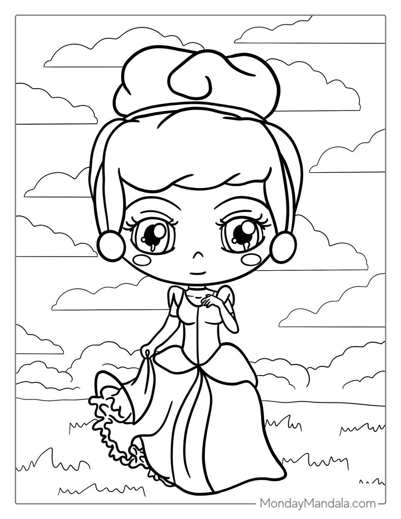 Cinderella coloring pages free pdf printables