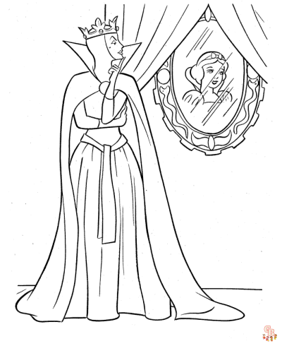 Get creative with snow white and witch coloring pages