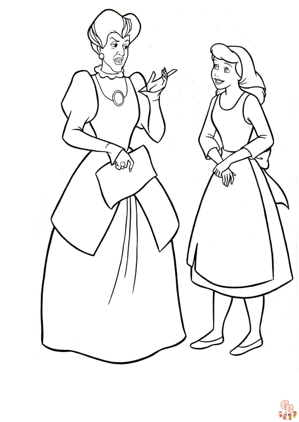 Lady tremaine from cinderella coloring pages printable to print