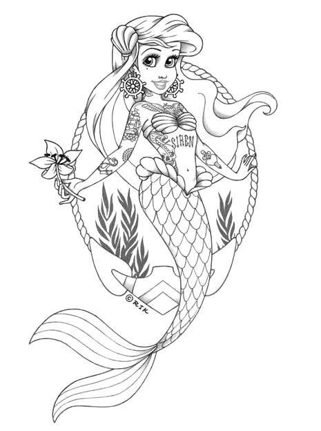 Disney punk ariel dark disney tattoo disney princess tattoo disney princess coloring pages