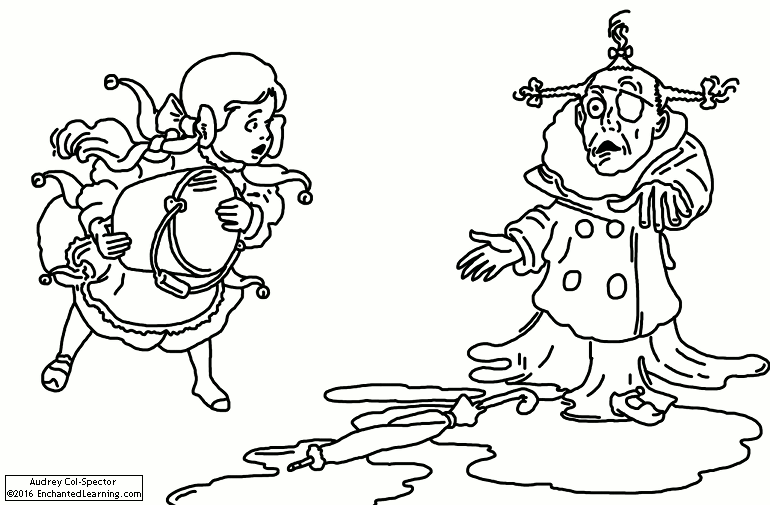 Dorothy and the wicked witch of the west coloring page