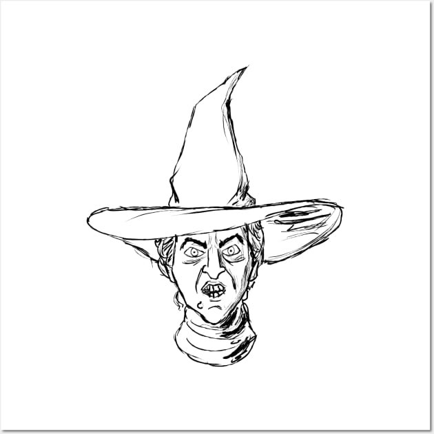 Face of witch without color