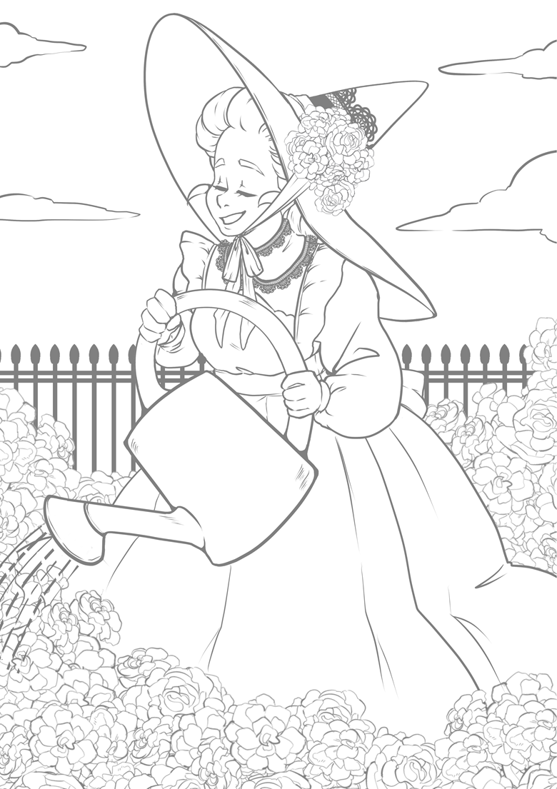 Marigold witch coloring page