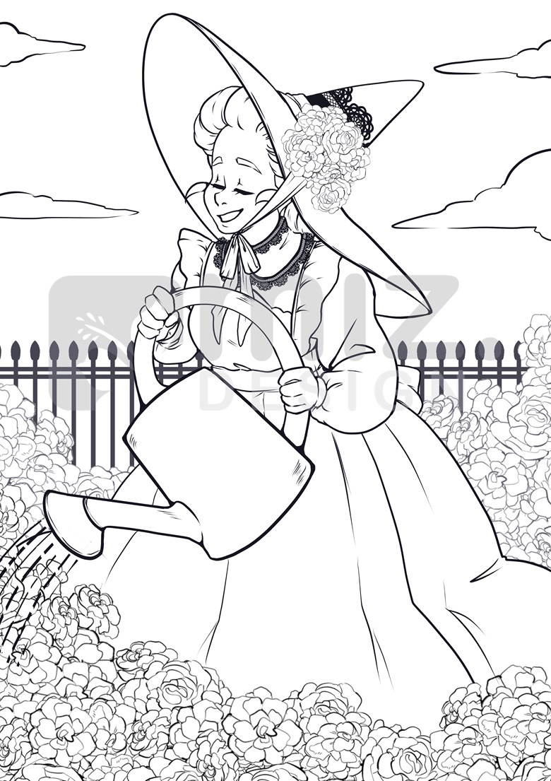 Marigold witch coloring page