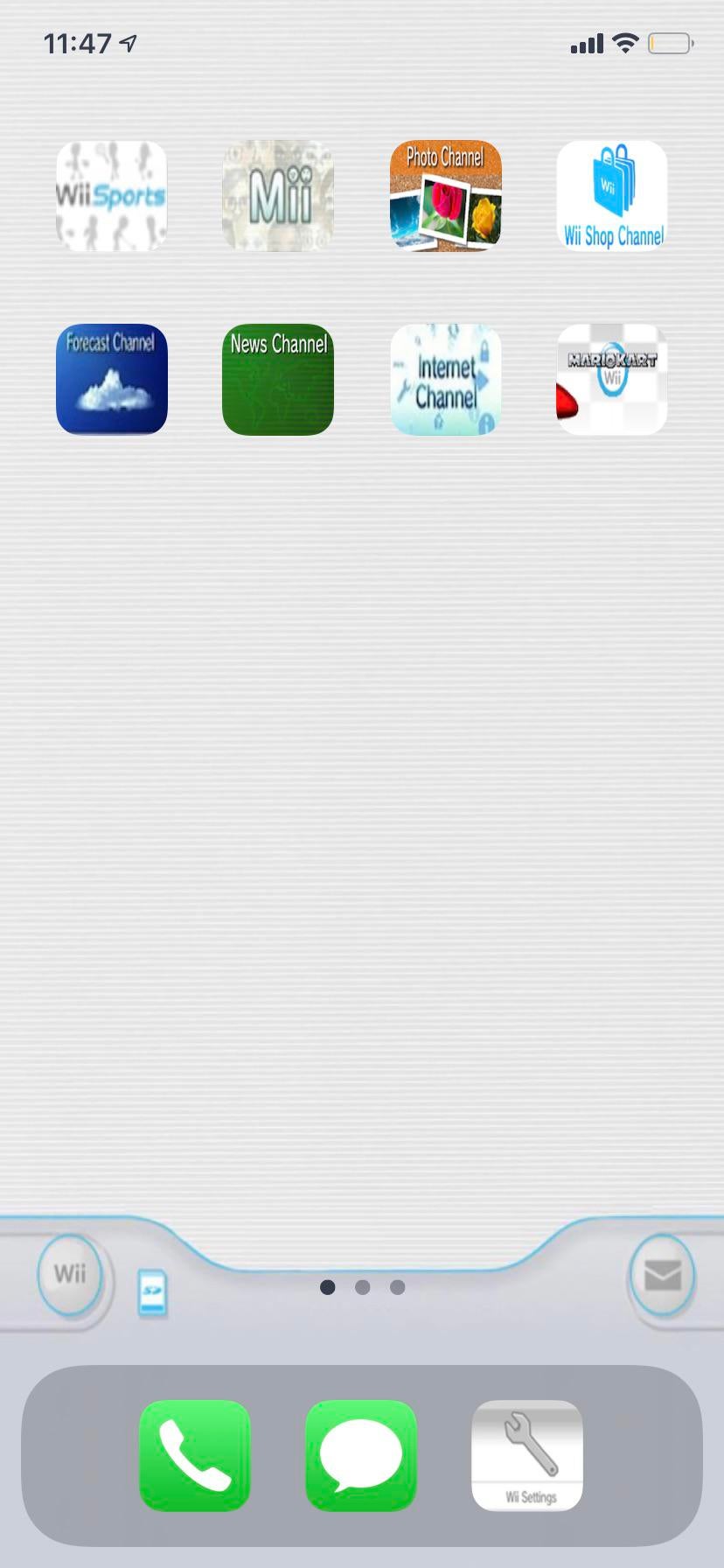 Inspired by usamstelcks wii background wallpaper i set shortcuts to apps using wii menu icons rwii