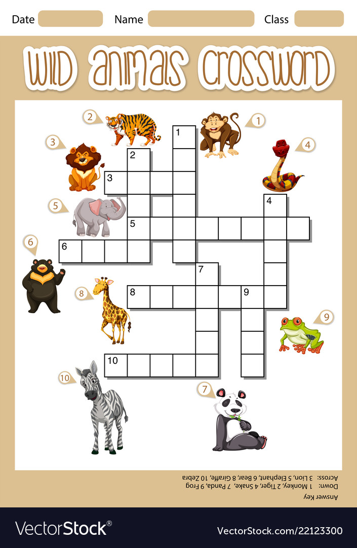 Wild animals crossword concept royalty free vector image