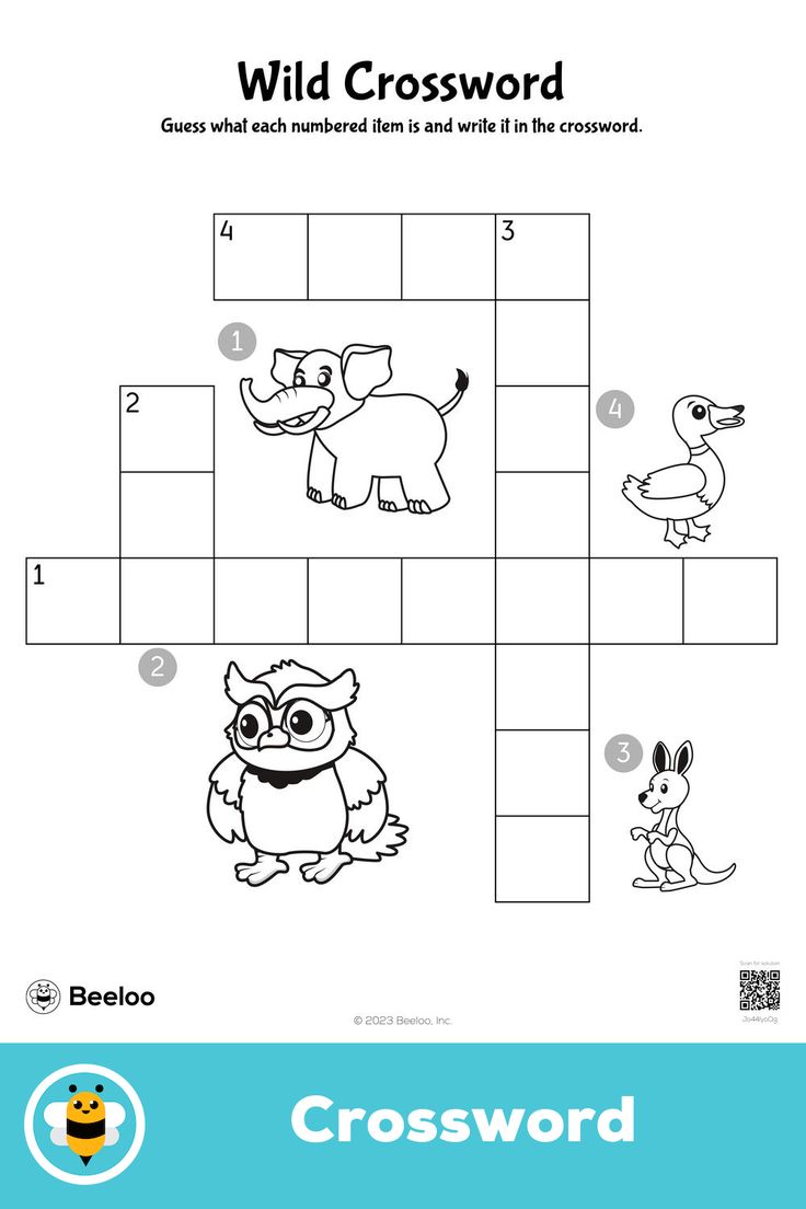 Wild crossword puzzles for kids animal prtables prtable crafts