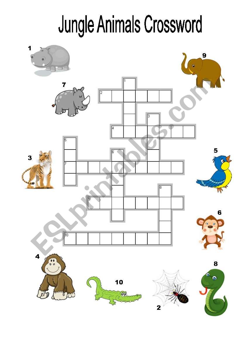 Jungle animals crossword