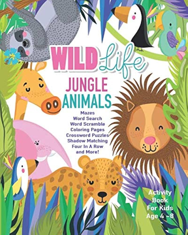 Wild life jungle animals activity book for kids age