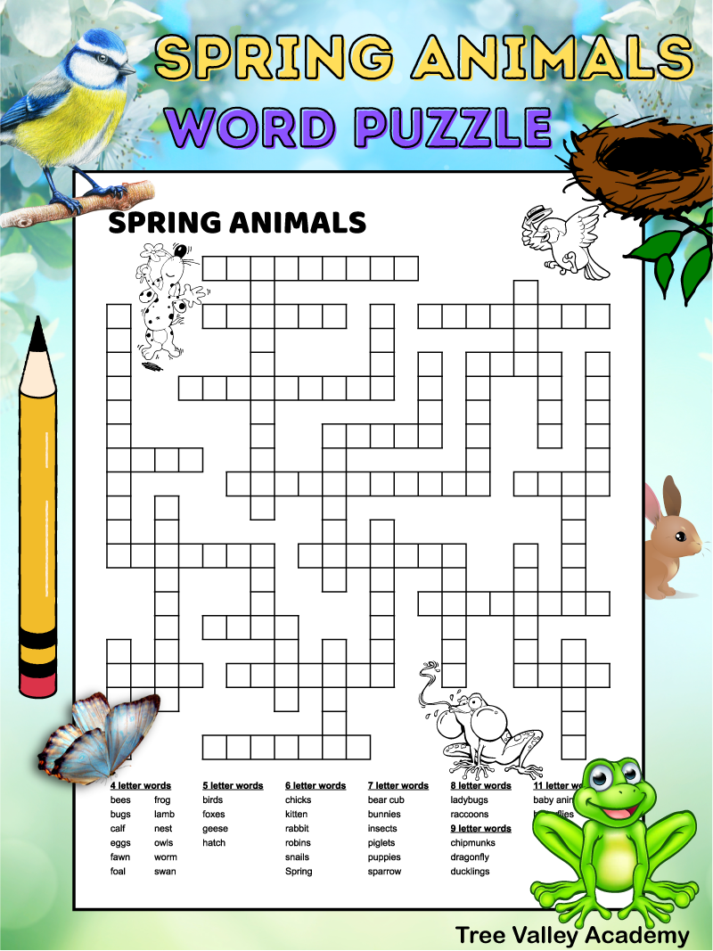 Spring animals fill in puzzle