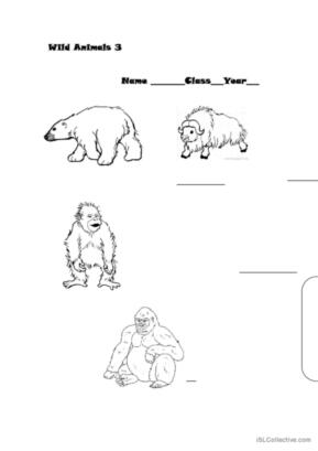 Wild animal glish esl worksheets pdf doc